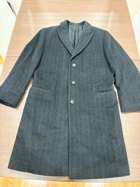 Hugo Boss Men's Black Pinstripe Pea Coat